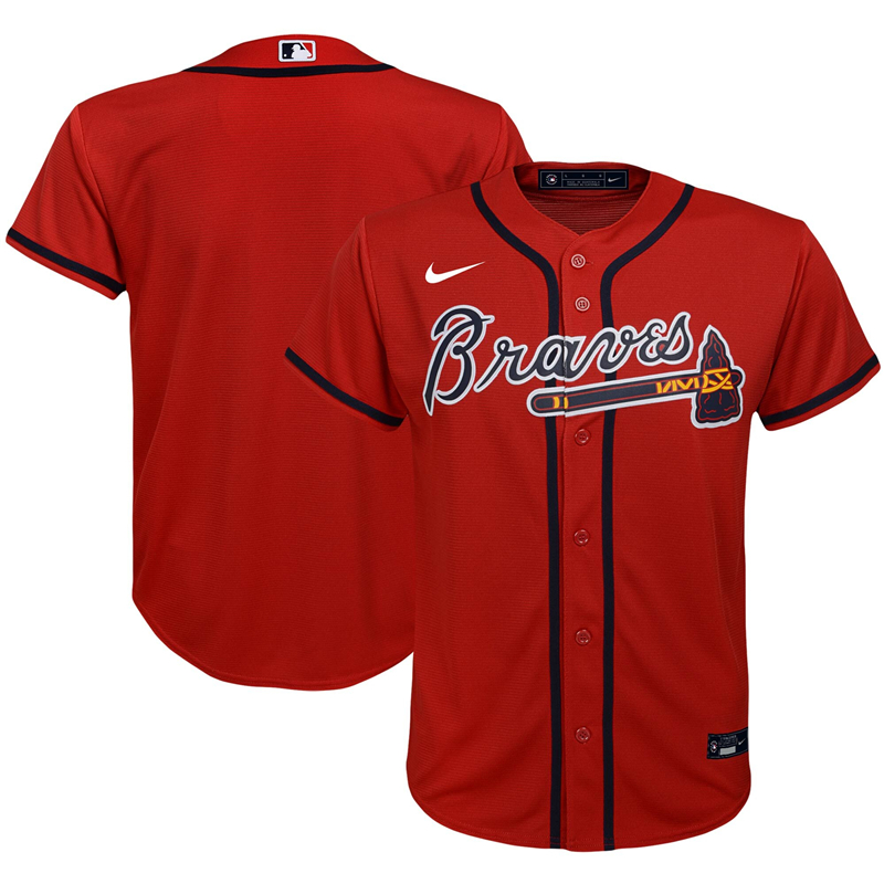 2020 MLB Youth Atlanta Braves Nike Red Alternate 2020 Replica Team Jersey 1->women mlb jersey->Women Jersey